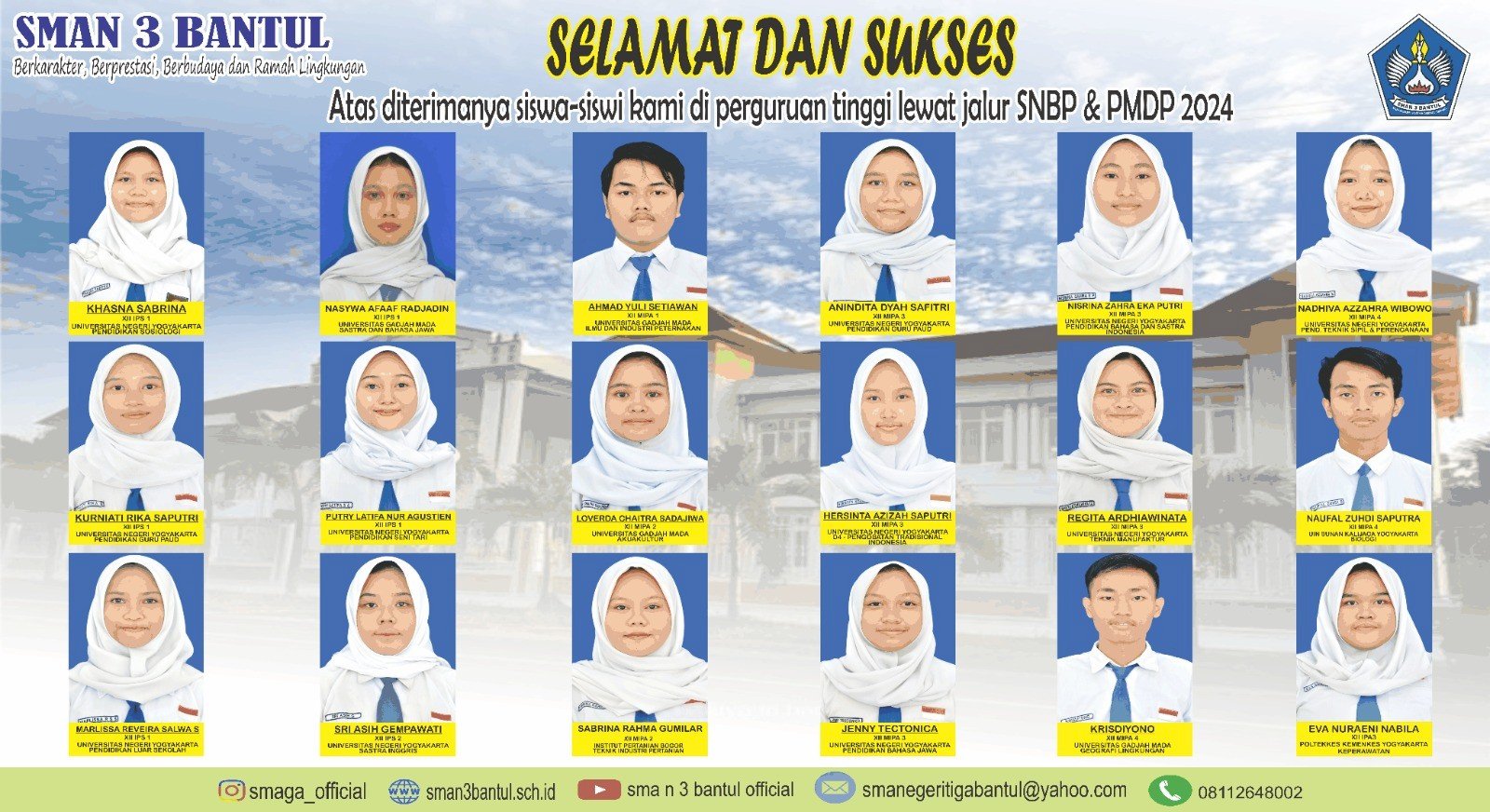 Siswa siswi SMA N 3 Bantul lolos SNBP